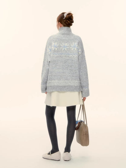 Snowflake Fair Isle Wool-Blend Knit Cardigan