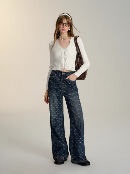 Blue Bow Tie Loose-Fit Jeans