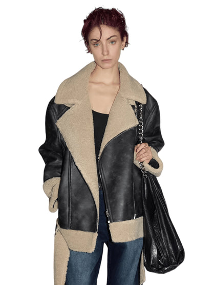Reversible Faux Shearling Leather Jacket
