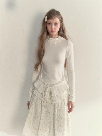 Floral Corduroy Puffer Jacket &amp; Pleated Skirt Set