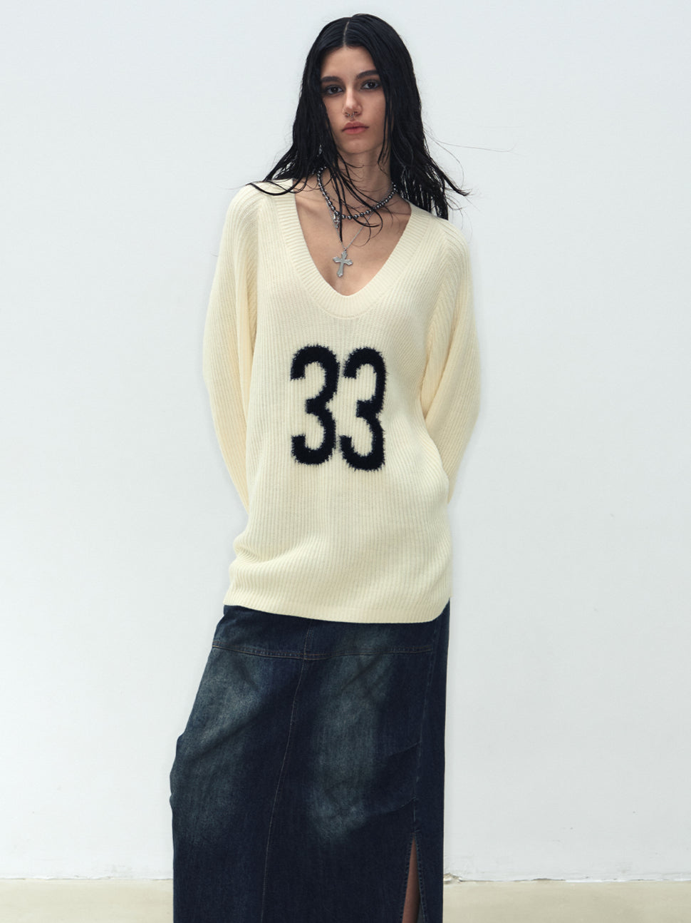 Relaxed Dropped Shoulder Knit Sweater