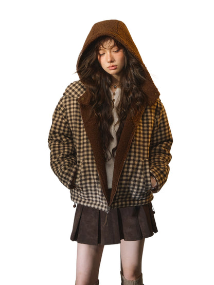Reversible Plaid Fleece Patchwork Jacket