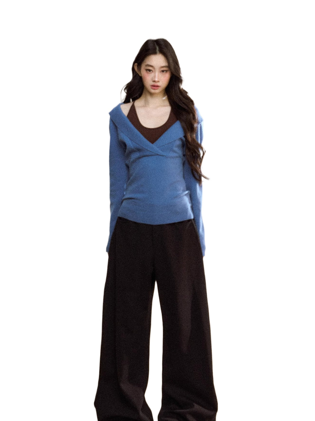 Black Relaxed Straight-Leg Trousers