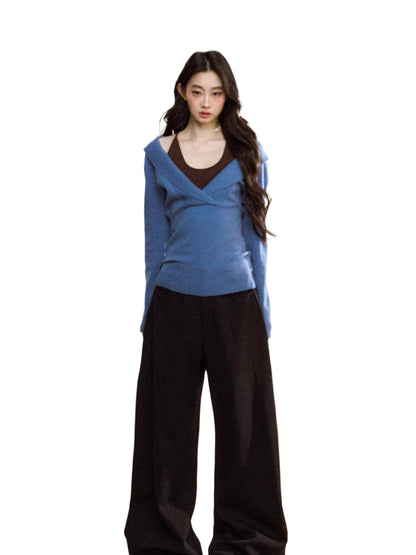 Black Relaxed Straight-Leg Trousers