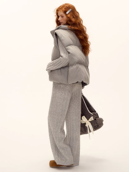 Reversible Plaid Lace-Trim Padded Vest