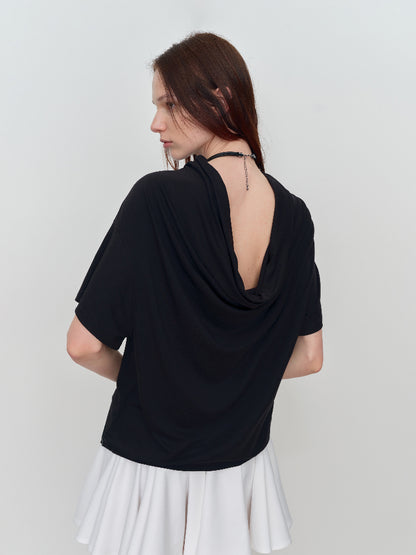 Slant One-Shoulder Swing Neck T-Shirt