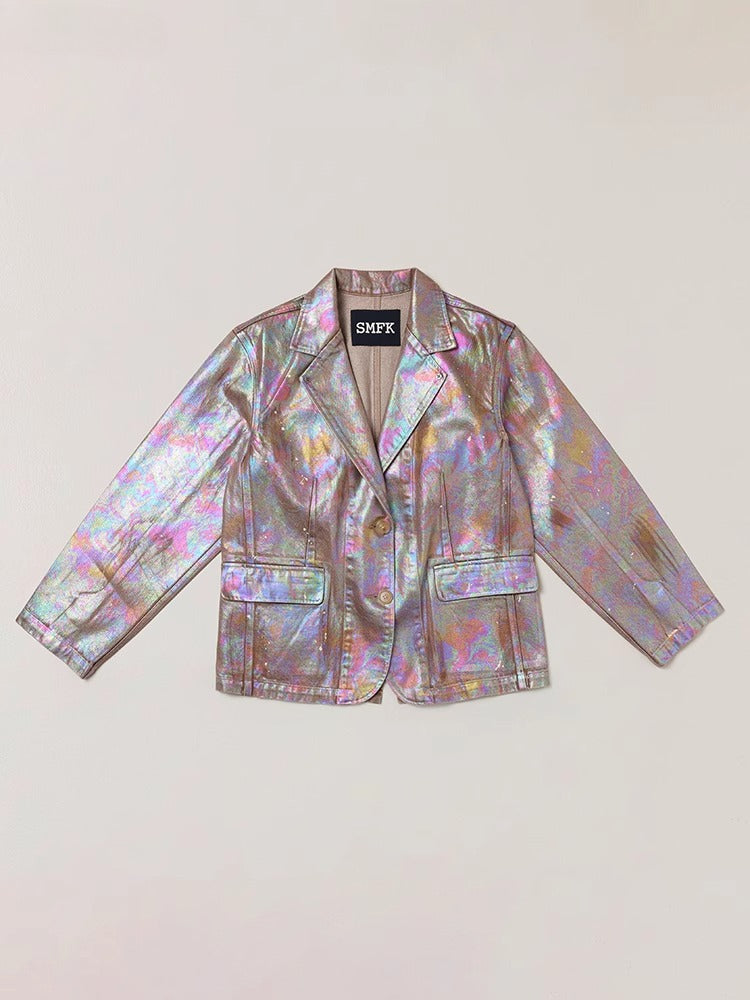 Iridescent Denim Blazer