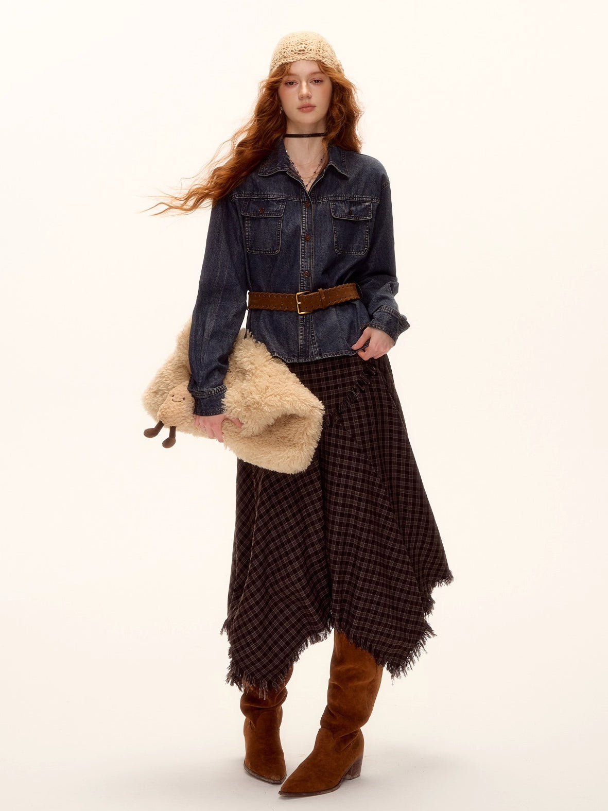 Vintage Washed Denim Belted Shirt