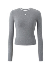 Contrast-trim Regular-shoulder Long-Sleeve T-shirt - CHINASQUAD