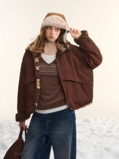 Fleece Stand-Collar Jacket with Scarf