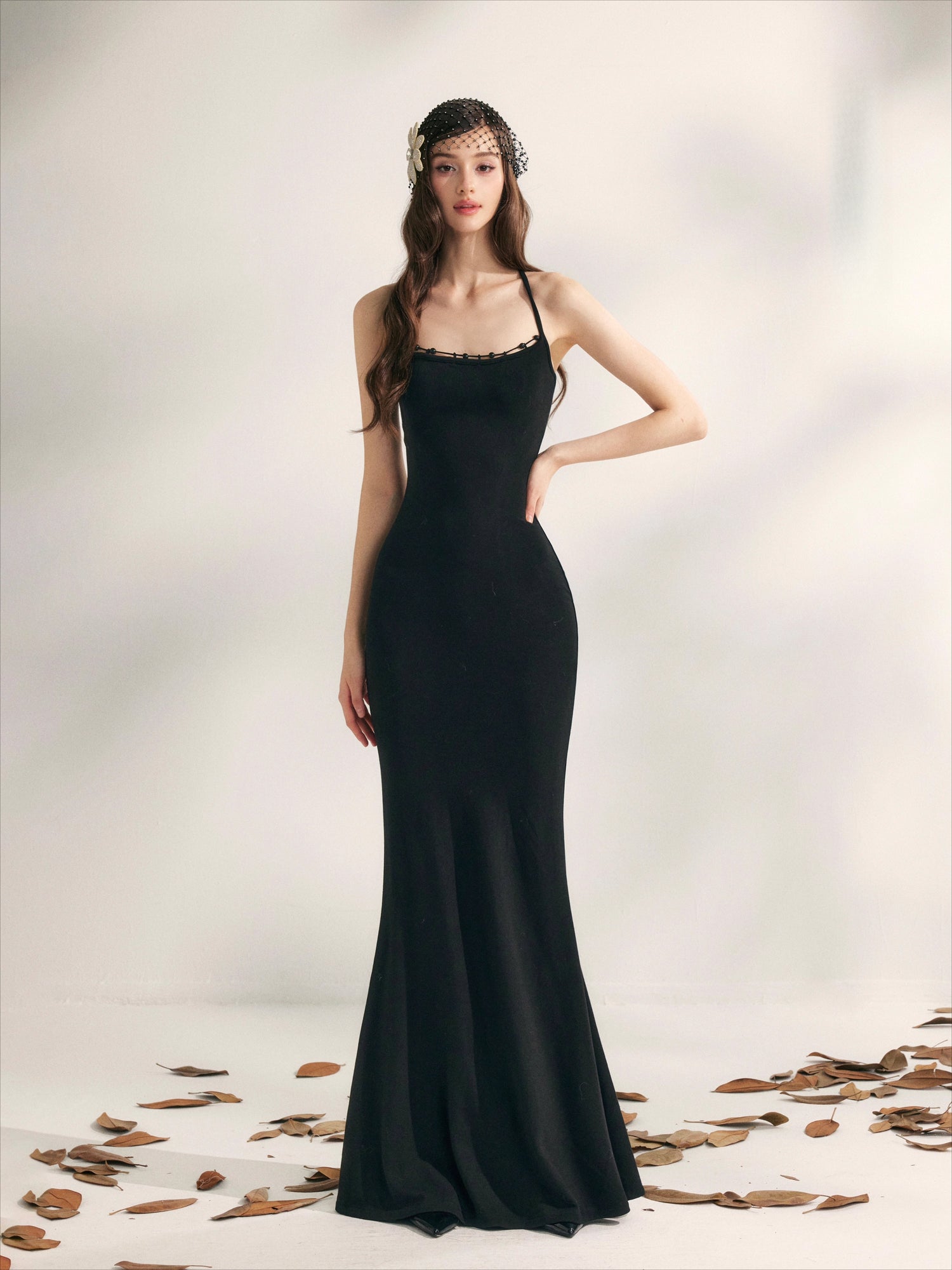 Jasmine Beaded Halter Knit Mermaid Dress