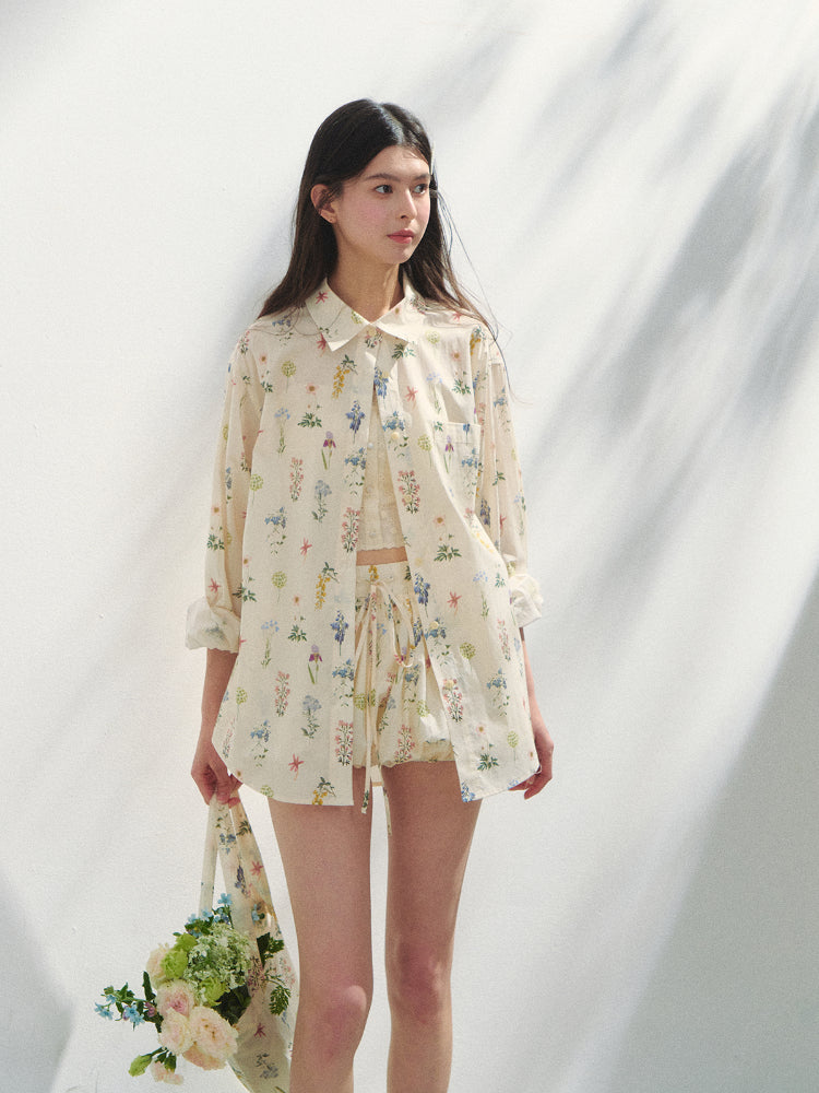 Floral Print Vacation Vibe Shirt &amp; Skirt Set