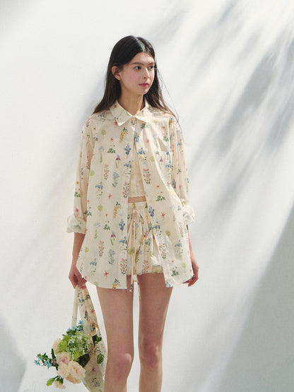 Floral Print Vacation Vibe Shirt &amp; Skirt Set