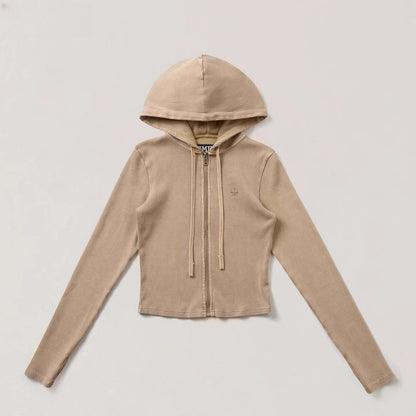 Wild Vintage Zip-up Cropped  Hoodie
