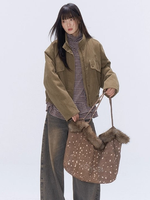 Vintage Washed Cotton Padded Workwear Jacket