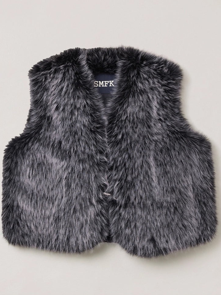 Cross Relic Oversized Faux Fur Vest