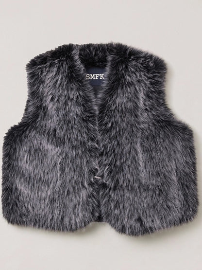 Cross Relic Oversized Faux Fur Vest