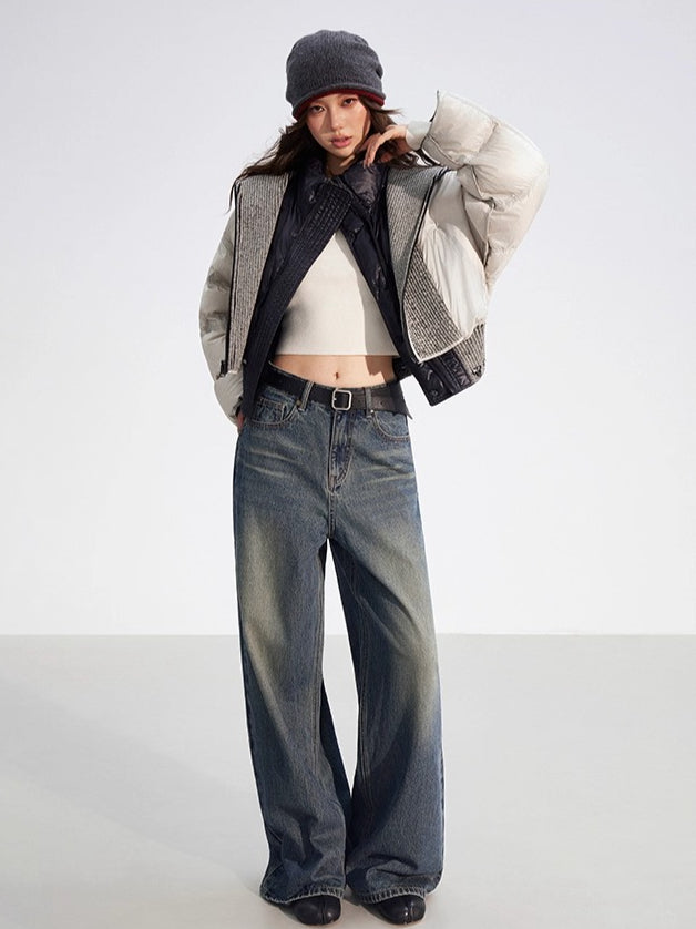 Reversible Knit Lapel Down Jacket