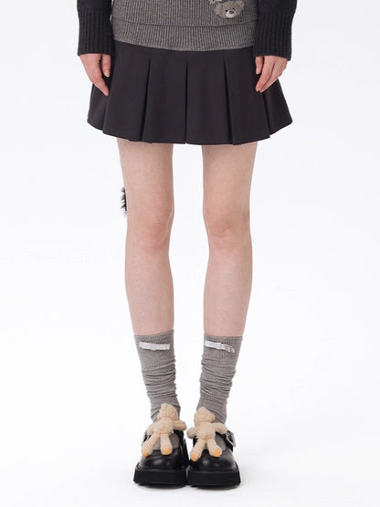 Knit Foldover Pleated Mini Skirt