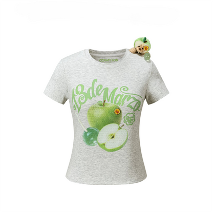 Fruit Illustration Fitted Cropped T-shirt