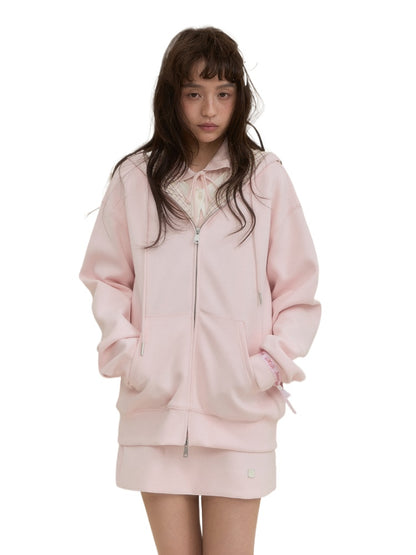 Pink Checkered Little Angel Hoodie &amp; Skirt Set