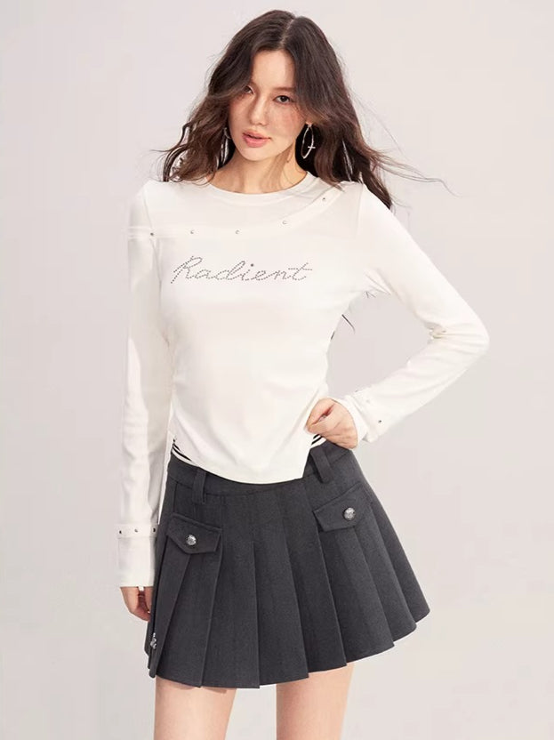 High-Waisted A-Line Pleated Skirt