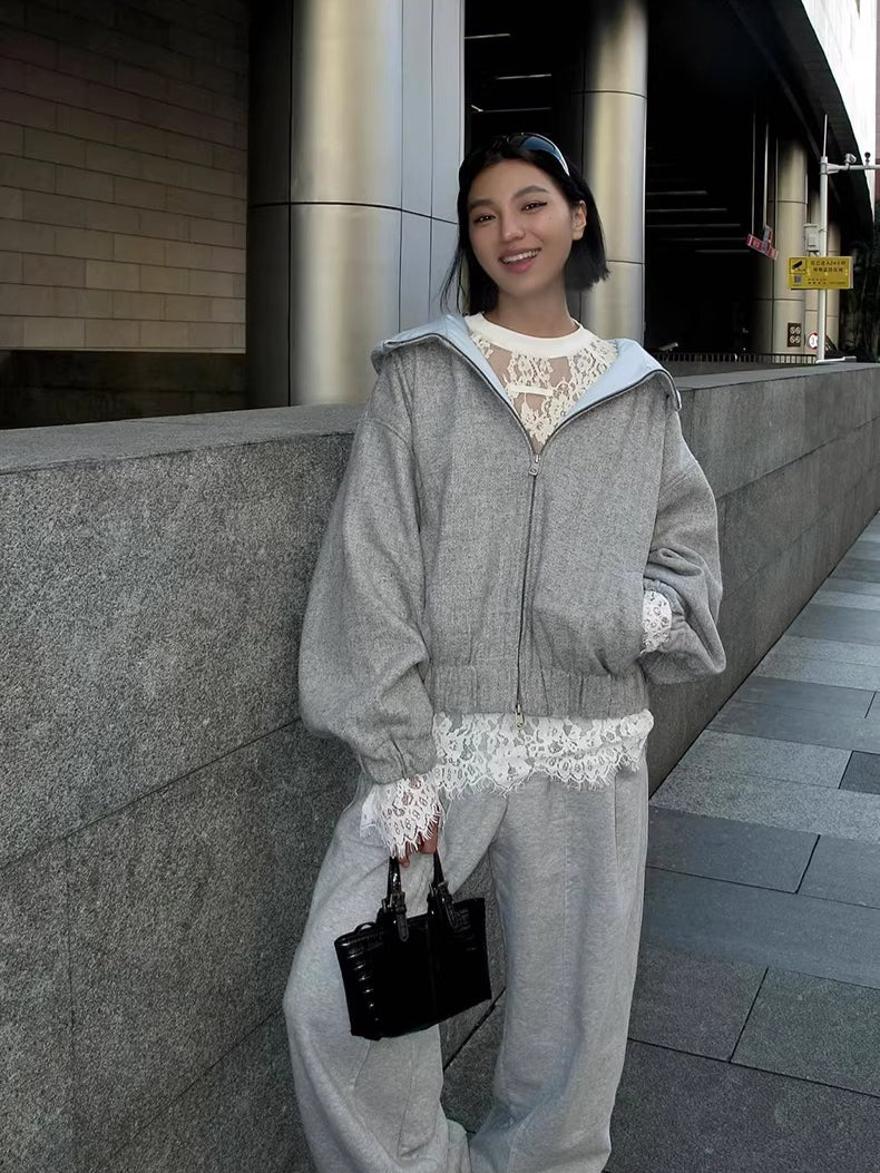 Wool-Blend Hooded Varsity Jacket