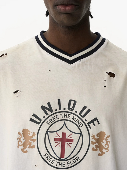 Washed Two-Tone Sport V-Neck Tee