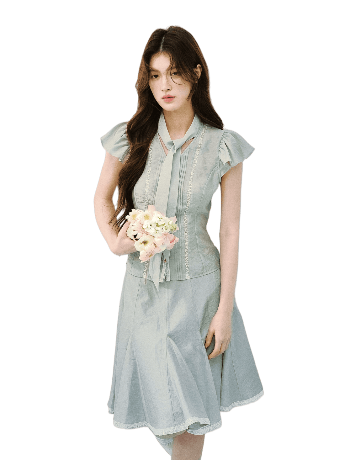 Mint Whisper Silk Blend Two-Piece Set