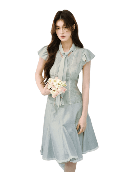 Mint Whisper Silk Blend Two-Piece Set