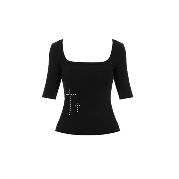 Square Neck Cropped Tee &amp; Flare Pants Set