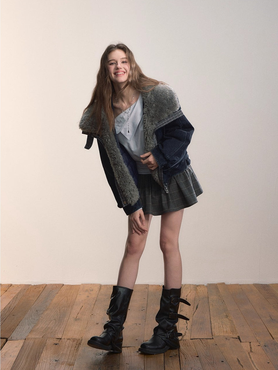 Velvet Fusion Oversized Faux Fur Down Jacket