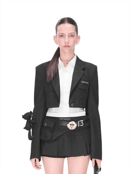 Shimmer Cropped Tailored Blazer