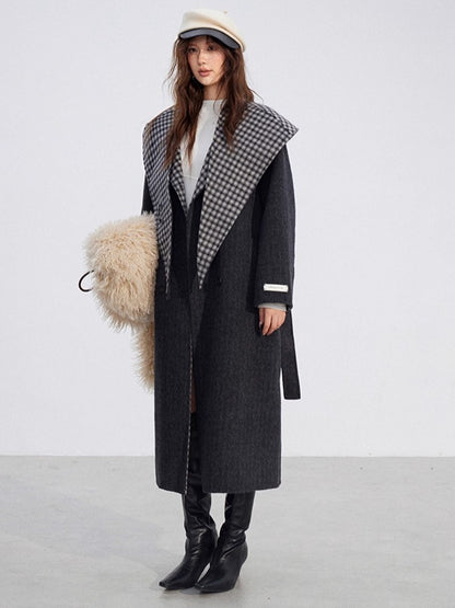 Plaid Wool-Blend Double-Faced Coat