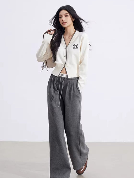 Layered-Effect Panelled Wide-Leg Pants