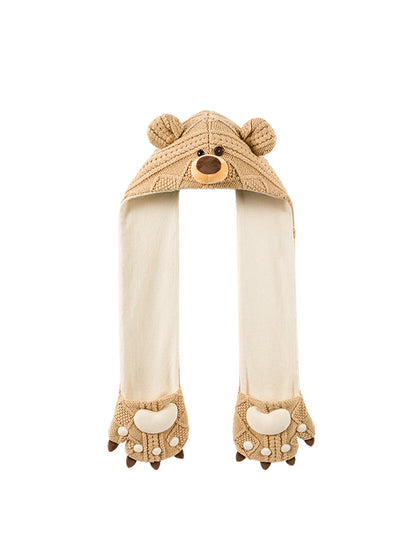 Khaki Bear Head Scarf