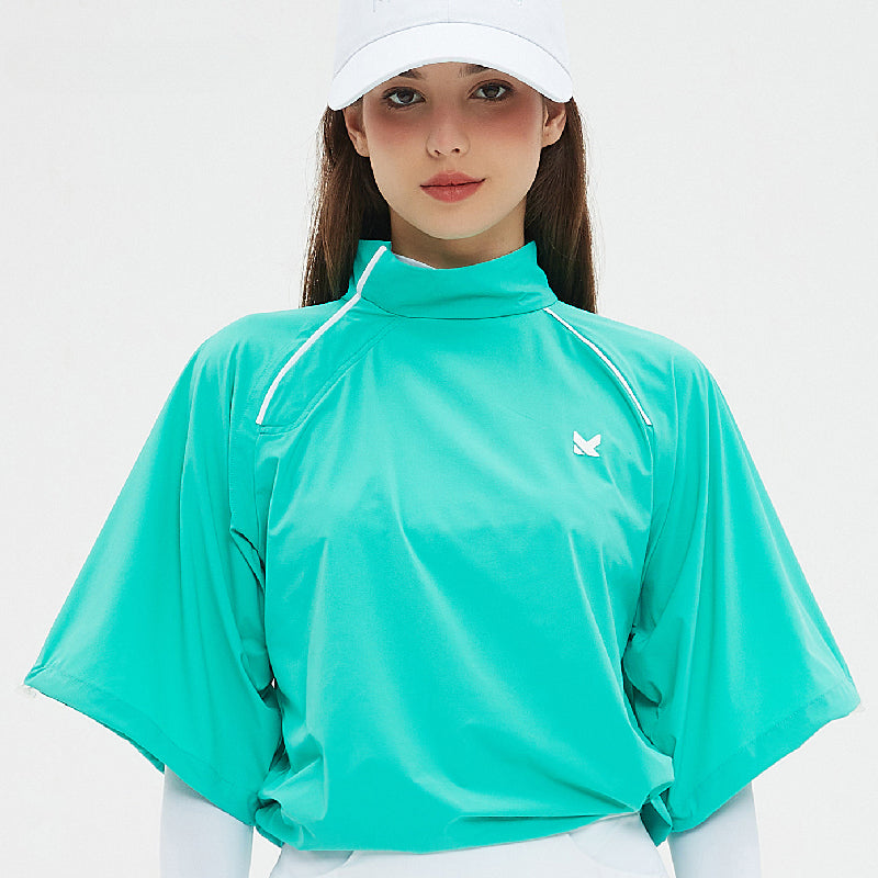 Golf High-neck Windbreaker Top &amp; A-line Skirt Set