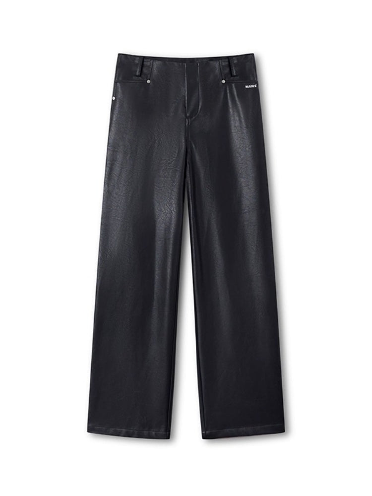 Matte Mid-Rise Leather Pants - CHINASQUAD