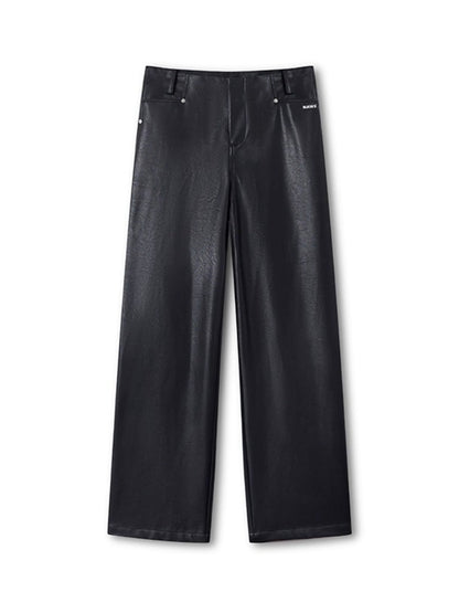 Matte Mid-Rise Leather Pants - CHINASQUAD