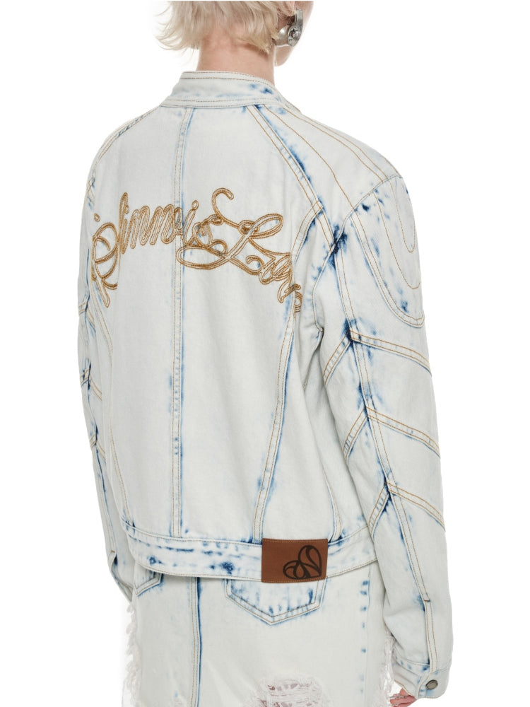 Light Blue Denim Biker Jacket