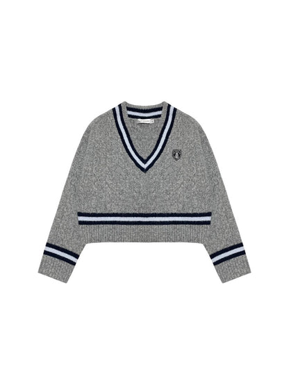 Academy Style Color-Block Knit Long-Sleeve Top