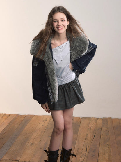 Velvet Fusion Oversized Faux Fur Down Jacket