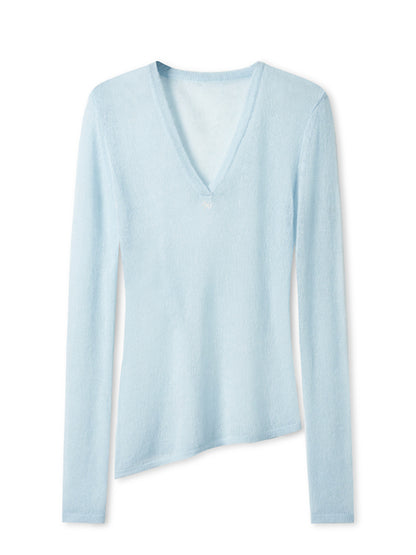 Alpaca Irregular Thin Long-sleeve Blouse - CHINASQUAD
