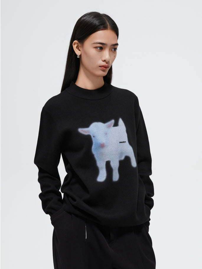 Printed Half-Turtleneck Thermal Base Sweater