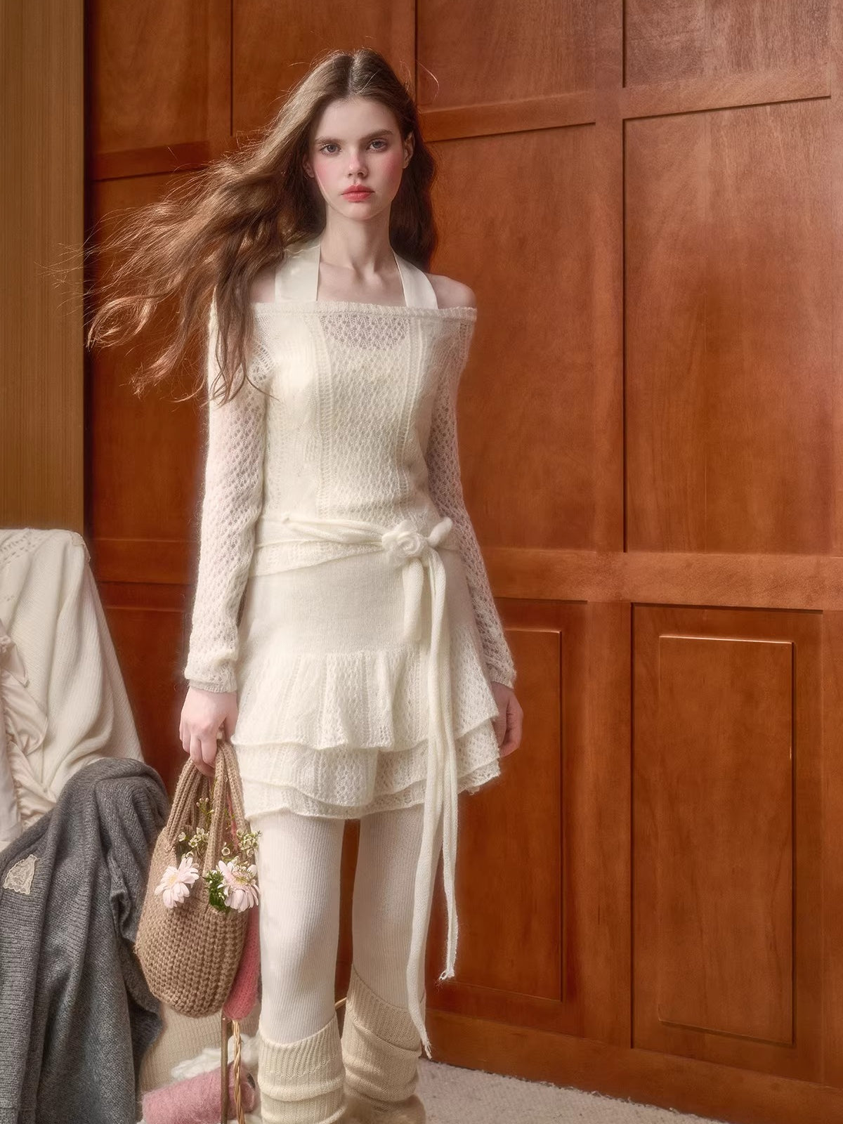 Mohair Wool-Blend Cloud Knit Set