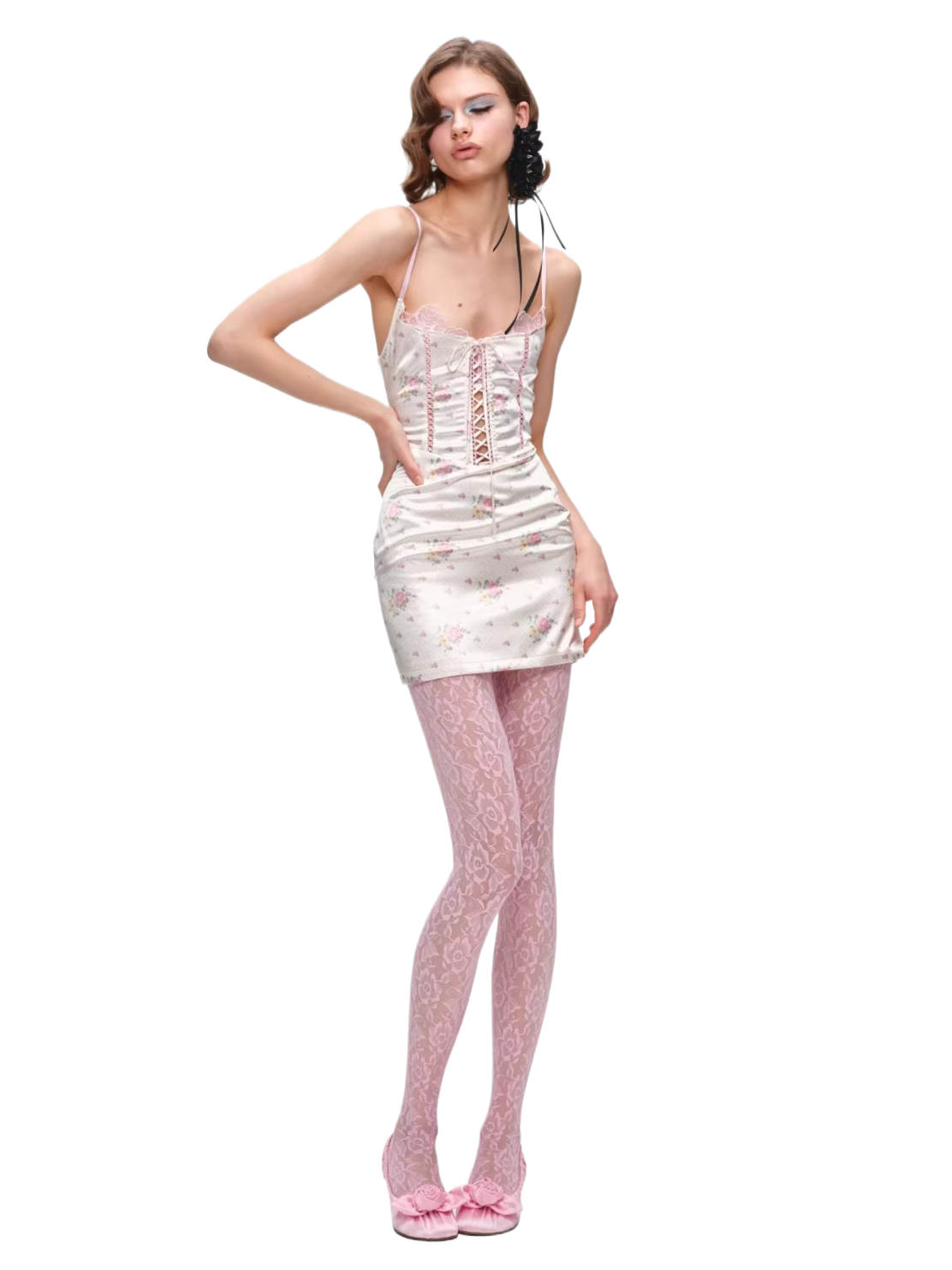 Lace-Trim Satin Corset Slip Mini Dress