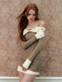 Khaki Lace 2-in-1 Slim Mini Dress - CHINASQUAD