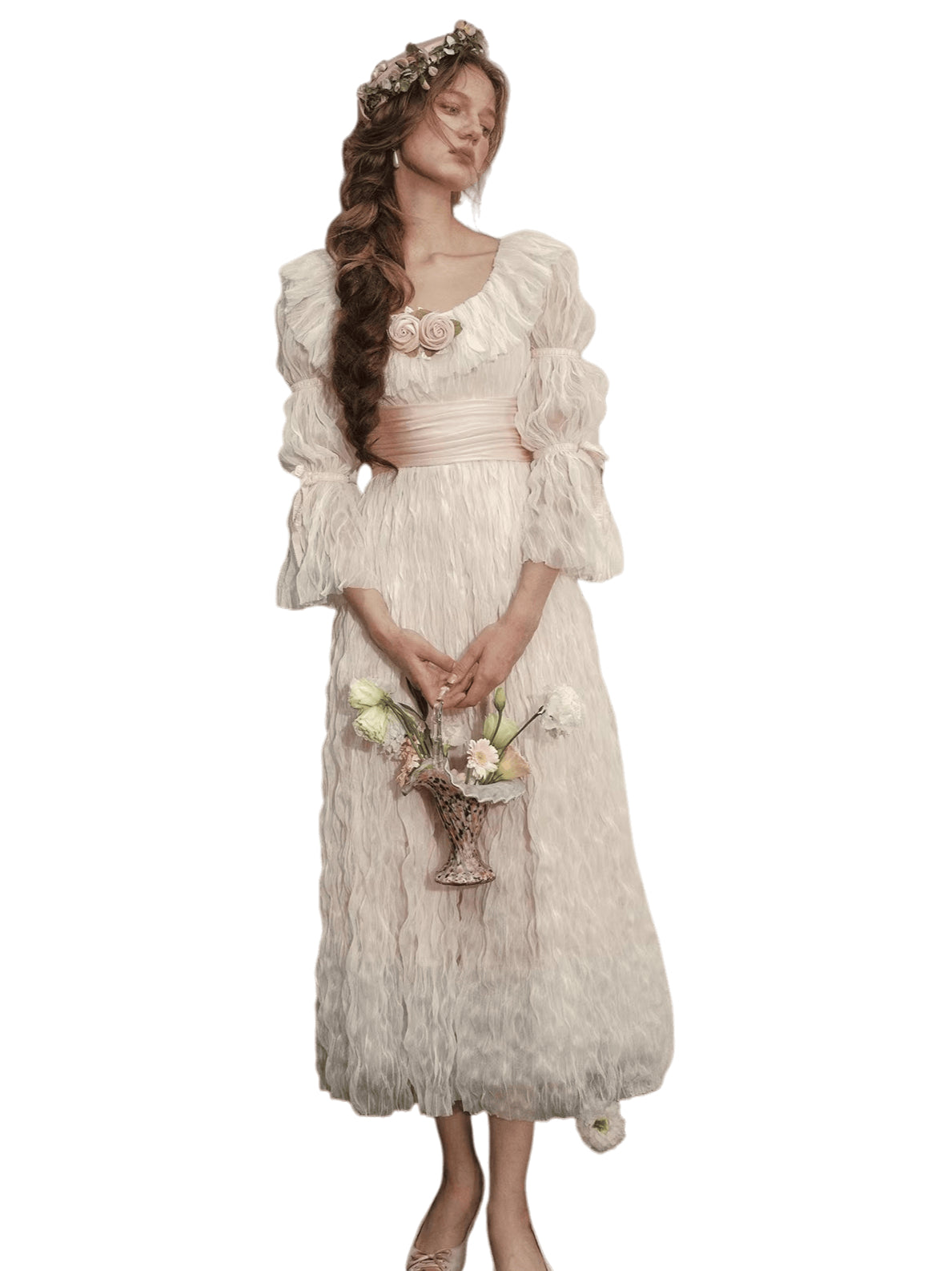 Queen’s Rose Chiffon Long-Sleeve Princess Dress