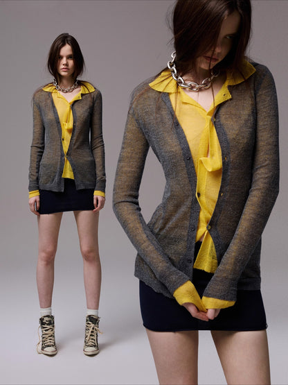 Semi-Sheer Slim Fit Cardigan