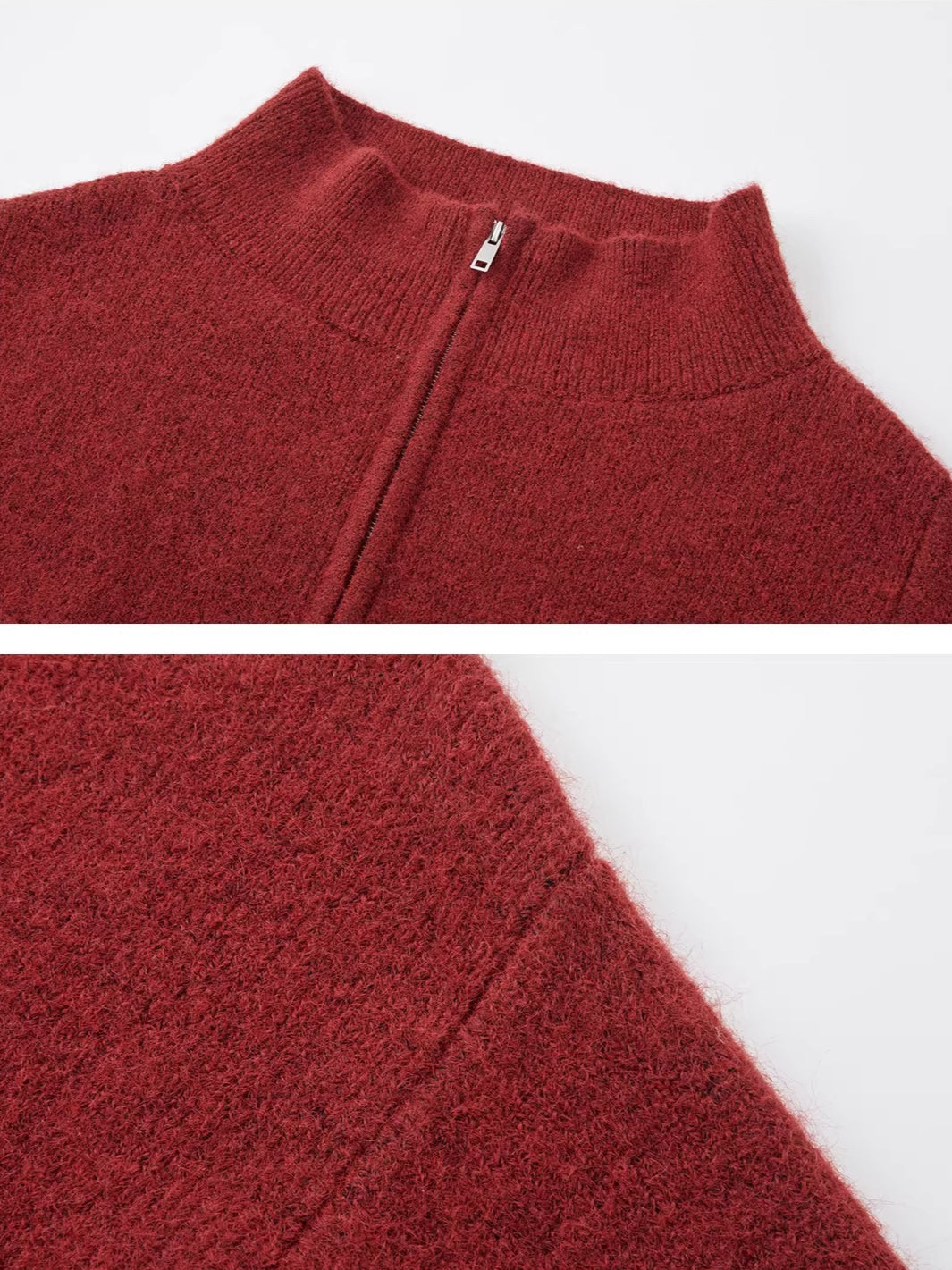 Relaxed Off-Shoulder Zip-Up Knit Cardigan